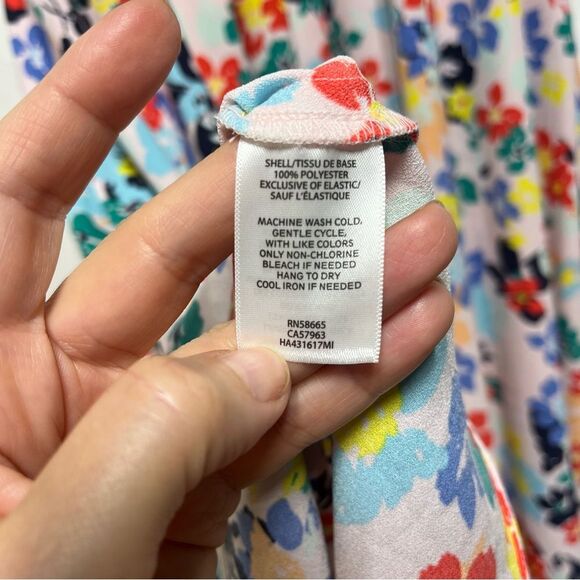 Halogen x Atlantic Pacific Smocked Utility Midi Dress in Pink Multi Paloma  XS - Picture 9 of 14